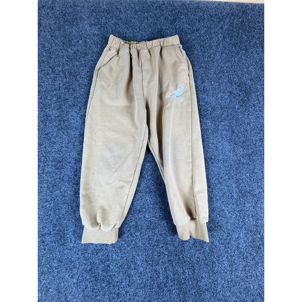 Kangol Jogger Pants Kids 4T 19x16 Beige Logo Elastic Waist Tapered Leg READ - Picture 2 of 11